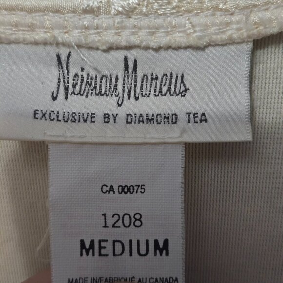 Vintage Nieman Marcus Diamond Tea Ivory Plush Dressing Gown/Robe, Zipper Front - Picture 6 of 7